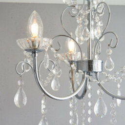 Flush Bathroom Ceiling Light Ip44 Chrome & Crystal 3 Lamp Bulb Hanging Pendant - thumbnail 4