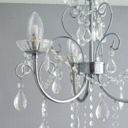 Flush Bathroom Ceiling Light Ip44 Chrome & Crystal 3 Lamp Bulb Hanging Pendant - thumbnail 3