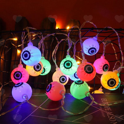 Amorly 10Ft 20Led Battery Operated Halloween Eyeball String Lights, Spooky Eyeball Shape Lights For Halloween Party Outdoor Decorations - image 1