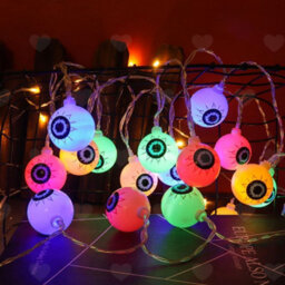 Amorly 10Ft 20Led Battery Operated Halloween Eyeball String Lights, Spooky Eyeball Shape Lights For Halloween Party Outdoor Decorations - thumbnail 1