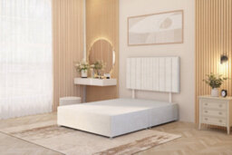 Somnior Beds Somnior Alexas Plush Velvet 4Ft Small Double Divan Bed Base With Upholstered Headboard Ivory - thumbnail 2