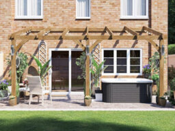 Dunster House Wooden Lean To Pergola Kit 5M X 3M Wall Mounted Garden Plant Frame Leviathan - thumbnail 3