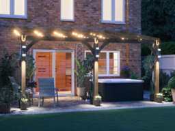 Dunster House Wooden Lean To Pergola Kit 5M X 3M Wall Mounted Garden Plant Frame Leviathan - thumbnail 2