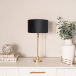 Valuelights Maggie Gold Candlestick Table Lamp With Black Velvet With Gold Inner Lamp Shade And Led Bulb - thumbnail 3