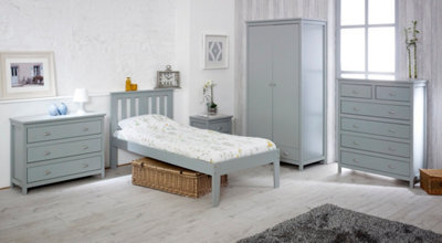 Amani 3Ft Single Pine Wood Slatted Minimalist Design Kingston Bed Frame - Grey - image 1