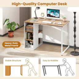 115 Cm Computer Desk Modern Home Office Desk-Natural - thumbnail 6