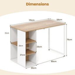 115 Cm Computer Desk Modern Home Office Desk-Natural - thumbnail 2