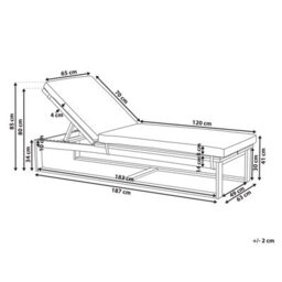 Beliani Sun Lounger With Cushion Azzanello Reclining Acacia Wood Off-White - thumbnail 3