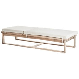 Beliani Sun Lounger With Cushion Azzanello Reclining Acacia Wood Off-White - thumbnail 4