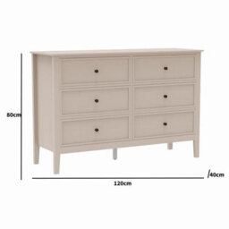 Melody Maison Large 6 Drawer Chest Of Drawers - Rowley Taupe Grey Range - thumbnail 7
