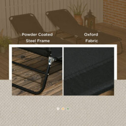 Outsunny Folding Sun Loungers Set Of 2 With Adjustable Backrest, Black - thumbnail 6