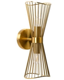 Wyld And Coco Gold Hourglass Wall Lamp - Gloss Iron, Compatible With Led And Energy-Saving Bulbs - thumbnail 3