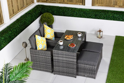 Giardino 2 - 4 Seater Cube Bistro Table And Chairs Set 2 - Garden Table And Chairs Patio Furniture With Cover - Grey - image 1
