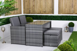 Giardino 2 - 4 Seater Cube Bistro Table And Chairs Set 2 - Garden Table And Chairs Patio Furniture With Cover - Grey - thumbnail 4