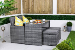 Giardino 2 - 4 Seater Cube Bistro Table And Chairs Set 2 - Garden Table And Chairs Patio Furniture With Cover - Grey - thumbnail 2