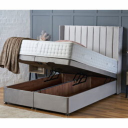 Bsspoke End Lift Ottoman Divan Bed In Black Plush 54Inch Headboard & Orthopaedic Mattress In 4Ft 5Ft 6Ft - thumbnail 3