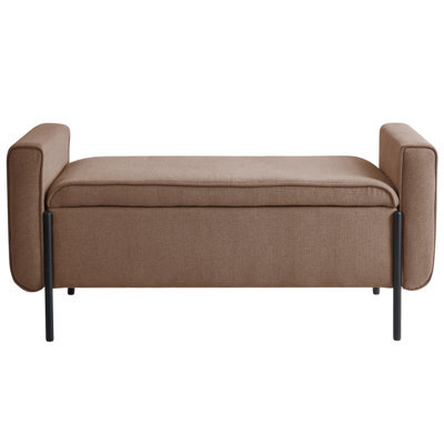 Wyld and Coco Arcadia Storage Bench With Lift-Up Top, Brown Water-Repellent Fabric And Iron Legs - W114 X D50 X H55Cm - image 1