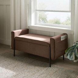 Wyld and Coco Arcadia Storage Bench With Lift-Up Top, Brown Water-Repellent Fabric And Iron Legs - W114 X D50 X H55Cm - thumbnail 2