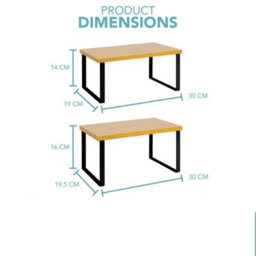 Kitchen Cupboard Shelf Organizer Stackable Natural And Black Set Of 2 - thumbnail 2