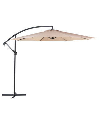 Beliani 300Cm Octagonal Cantilever Parasol Beige Sand, Weather-Resistant Shade For Patio And Poolside - image 1