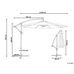 Beliani 300Cm Octagonal Cantilever Parasol Beige Sand, Weather-Resistant Shade For Patio And Poolside - thumbnail 3
