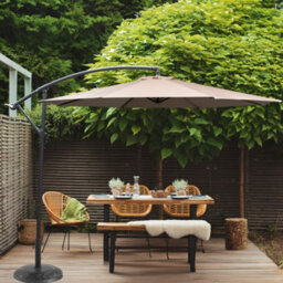 Beliani 300Cm Octagonal Cantilever Parasol Beige Sand, Weather-Resistant Shade For Patio And Poolside - thumbnail 2