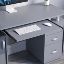 Lassic Vida Designs Otley Grey 3 Drawer Computer Desk With Shelves And Keyboard Tray - thumbnail 5