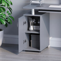 Lassic Vida Designs Otley Grey 3 Drawer Computer Desk With Shelves And Keyboard Tray - thumbnail 7