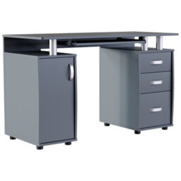 Lassic Vida Designs Otley Grey 3 Drawer Computer Desk With Shelves And Keyboard Tray - thumbnail 9