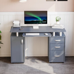 Lassic Vida Designs Otley Grey 3 Drawer Computer Desk With Shelves And Keyboard Tray - thumbnail 8