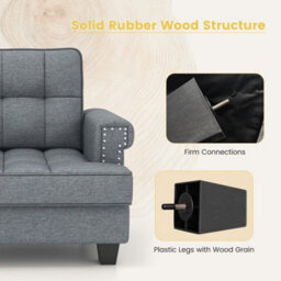 Modern Accent Armchair Tufted Upholstered Linen Club Chair W/ Extra Pillow - thumbnail 5