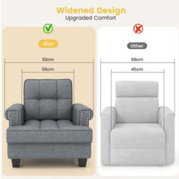 Modern Accent Armchair Tufted Upholstered Linen Club Chair W/ Extra Pillow - thumbnail 6