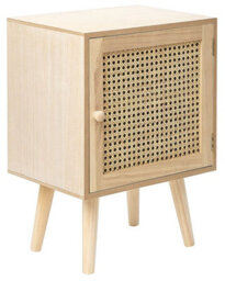 Beliani Paulownia Nightstand With Rattan-Fronted Door, Compact Boho Bedside Table 38X30X56Cm - thumbnail 3