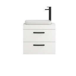 Royal Bathrooms Turin 500mm Wall Mounted Bathroom Vanity Unit With Sink 2 Drawer Gloss White & Qubix Countertop Basin - thumbnail 5