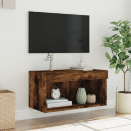Berkfield Durable Tv Cabinet With Led Lights Smoked Oak 60X30X30 Cm - thumbnail 5