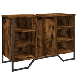 Walplus Bathroom Sink Cabinet Smoked Oak 91X35X60 Cm Engineered Wood - thumbnail 2
