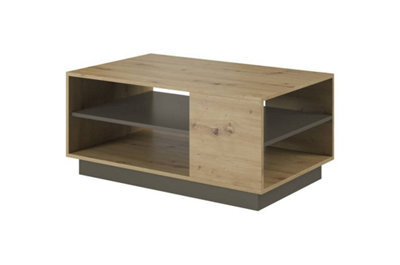 Arte Arco Contemporary Coffee Table 1 Shelf Oak Artisan Effect & Graphite (H)460mm (W)1000mm (D)600mm - image 1