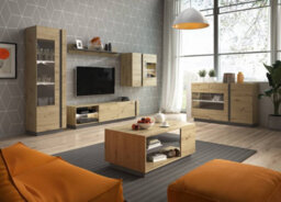 Arte Arco Contemporary Coffee Table 1 Shelf Oak Artisan Effect & Graphite (H)460mm (W)1000mm (D)600mm - thumbnail 3
