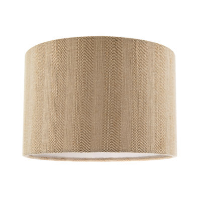 Happy Homewares Textured Oatmeal Linen Fabric Drum Lamp Shade With Taupe Cotton Lining - image 1