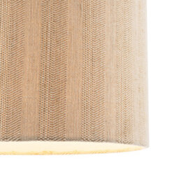 Happy Homewares Textured Oatmeal Linen Fabric Drum Lamp Shade With Taupe Cotton Lining - thumbnail 5