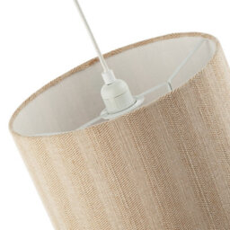 Happy Homewares Textured Oatmeal Linen Fabric Drum Lamp Shade With Taupe Cotton Lining - thumbnail 4