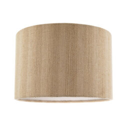 Happy Homewares Textured Oatmeal Linen Fabric Drum Lamp Shade With Taupe Cotton Lining