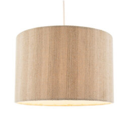 Happy Homewares Textured Oatmeal Linen Fabric Drum Lamp Shade With Taupe Cotton Lining - thumbnail 2