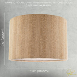 Happy Homewares Textured Oatmeal Linen Fabric Drum Lamp Shade With Taupe Cotton Lining - thumbnail 7