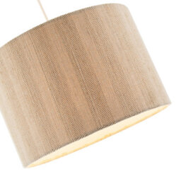 Happy Homewares Textured Oatmeal Linen Fabric Drum Lamp Shade With Taupe Cotton Lining - thumbnail 3