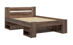 Impact Furniture King Size Bed Storage Shelves Dark Oak Headboard Built In Shelving 160Cm Euro Wooden Slats Nepo - thumbnail 1