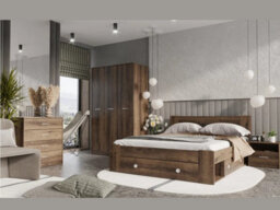 Impact Furniture King Size Bed Storage Shelves Dark Oak Headboard Built In Shelving 160Cm Euro Wooden Slats Nepo - thumbnail 7