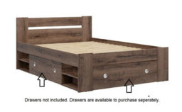 Impact Furniture King Size Bed Storage Shelves Dark Oak Headboard Built In Shelving 160Cm Euro Wooden Slats Nepo - thumbnail 8