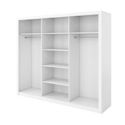 Arte Idea 01 Contemporary Mirrored Sliding 3 Door Wardrobe 6 Shelves 2 Rails White (H)2150mm (W)2500mm (D)600mm - thumbnail 3