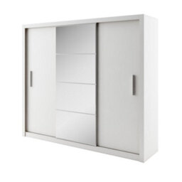 Arte Idea 01 Contemporary Mirrored Sliding 3 Door Wardrobe 6 Shelves 2 Rails White (H)2150mm (W)2500mm (D)600mm - thumbnail 2